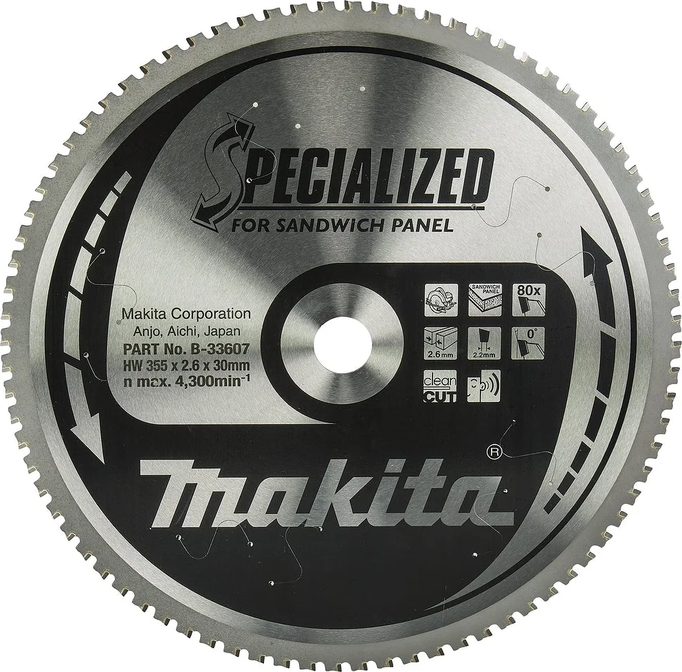 Makita Cirkelzaagblad voor Sandwichpaneel | Specialized | Ø 355mm Asgat 30mm 80T - B-33607