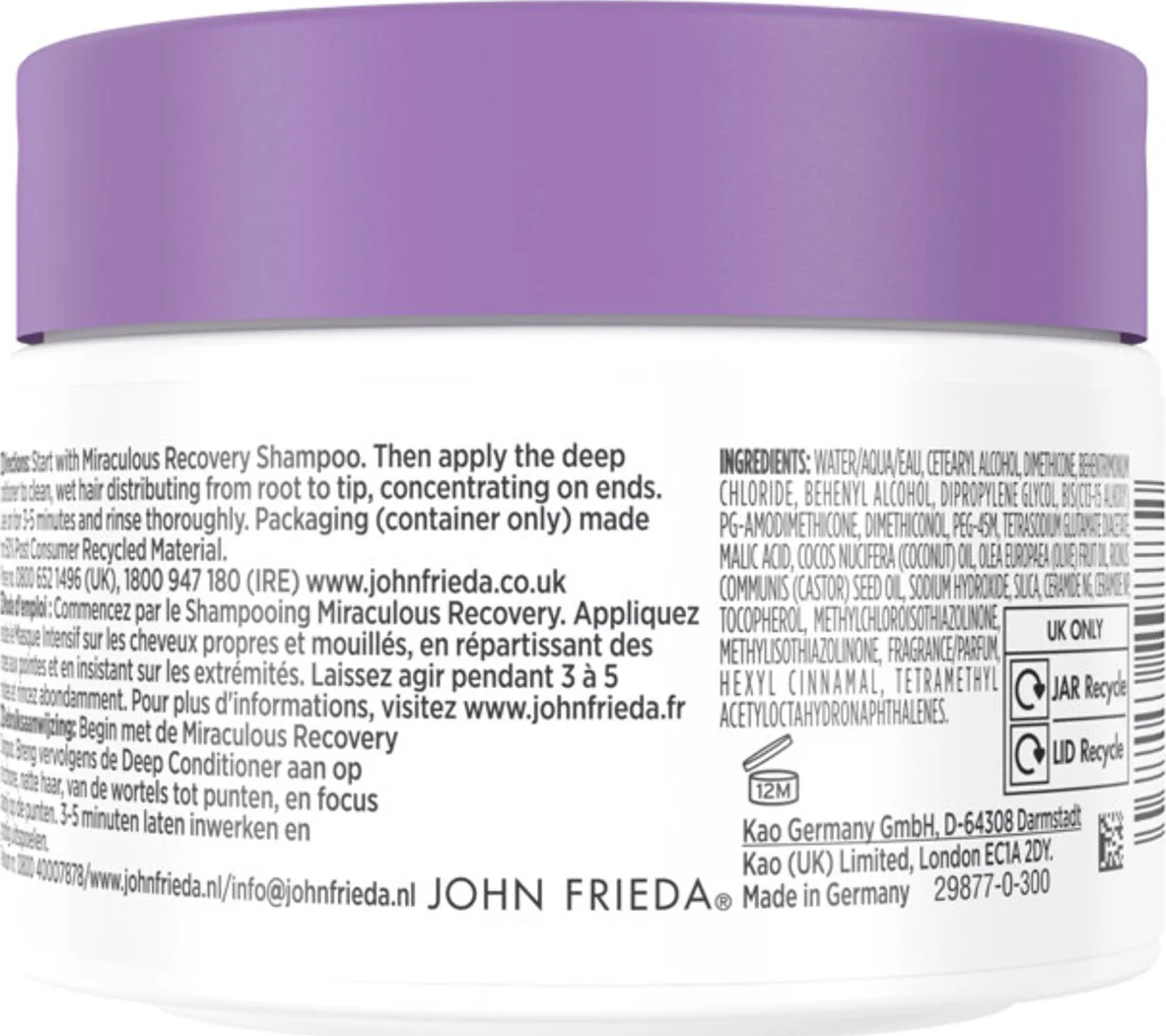 3x John Frieda Frizz Ease Haarmasker Conditioner 250 ml