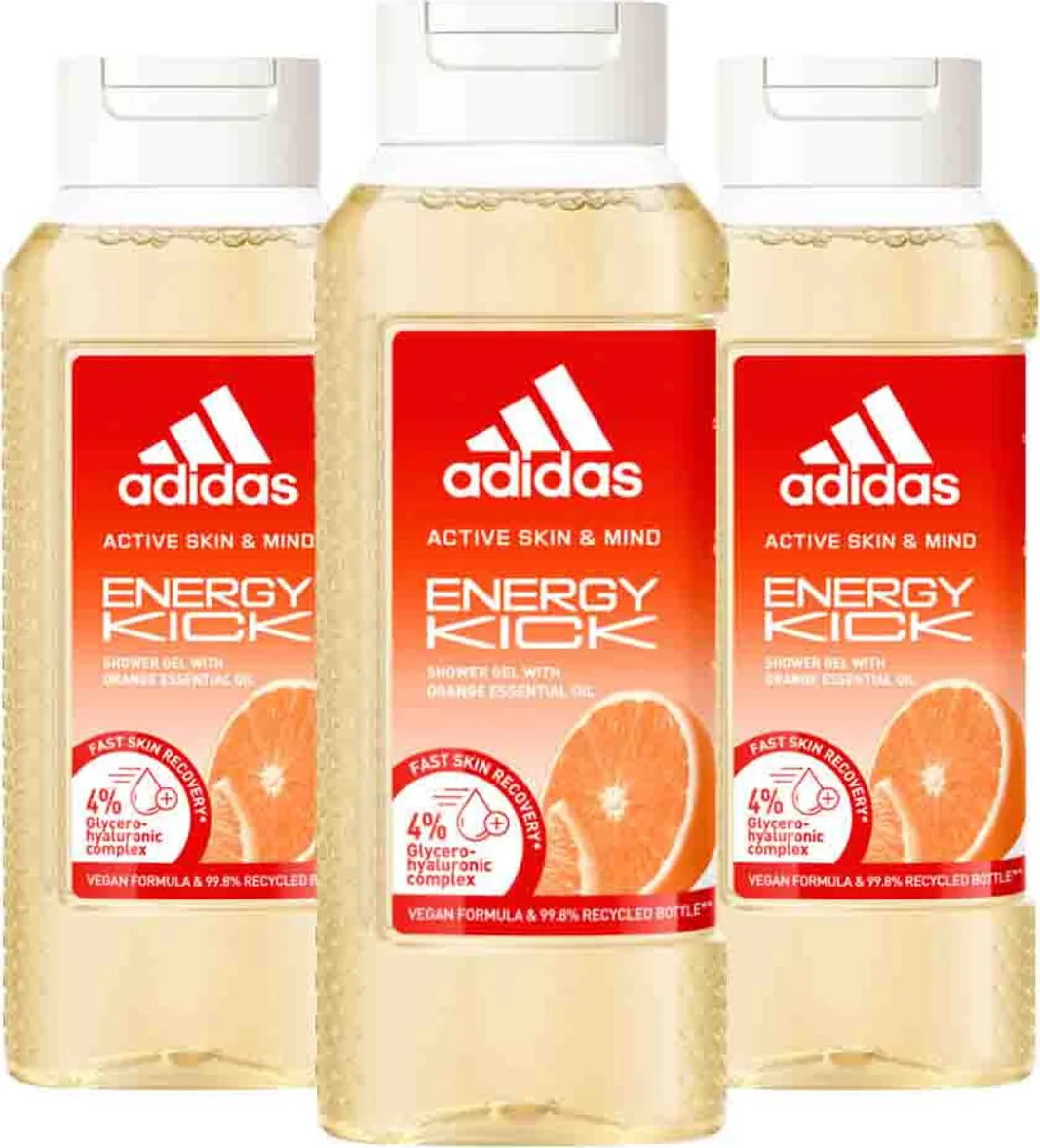 3x Adidas Shower Gel Active Skin & Mind Energy Kick W 250 ml