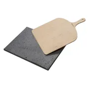 ETNA Pizza set - Grote pizzasteen & pizzaschep - 30 cm x 38 cm - Echt Italiaanse pizzasteen - Broodbaksteen - BBQ pizzasteen - Gemaakt van Lavasteen uit de Etna - non-stick - Eppicotispai