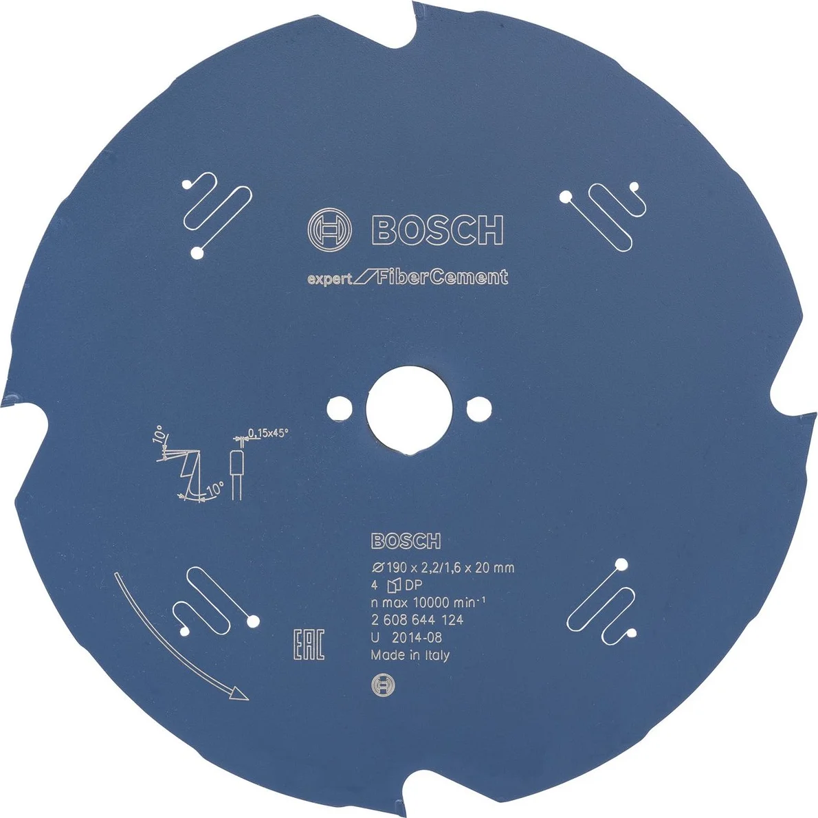 Bosch Professional Cirkelzaagblad EXPERT Fibre Cement | Ø 190 x 2,2 x 20mm 4T - 2608644124