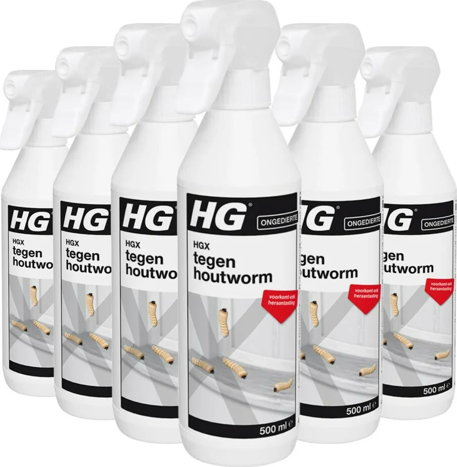6x HG X Tegen Houtworm 500 ml