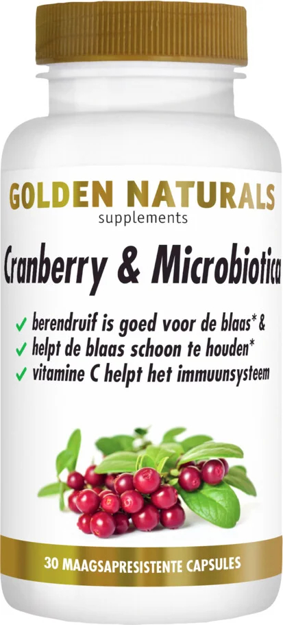 2x Golden Naturals Cranberry & Microbiotica 30 vegacapsules