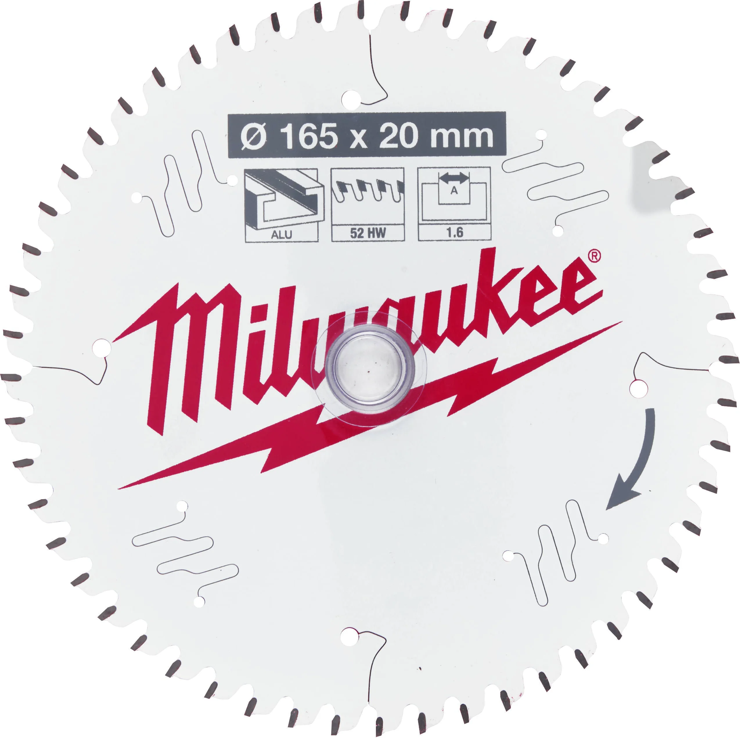 Milwaukee Cirkelzaagblad voor Aluminium | Ø 165mm Asgat 20mm 52T - 4932479087