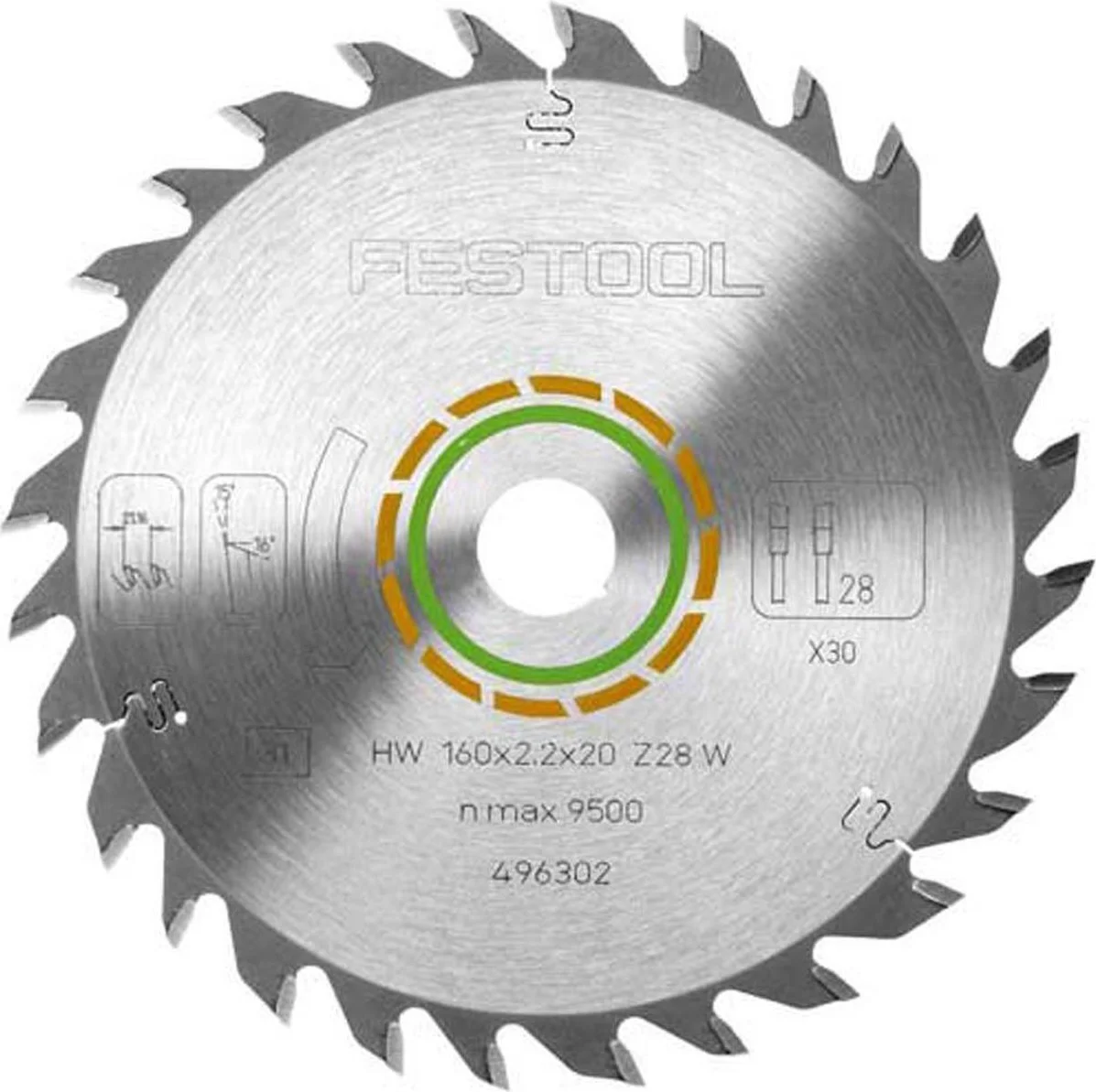 Festool Cirkelzaagblad voor Hout | Wood Universal | Ø 160mm Asgat 20mm 28T - 496302
