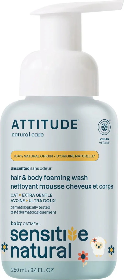 Attitude Oatmeal Sensitive Natural Baby Care Hair & Body Natural Foaming Wash 250ML