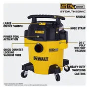 DeWALT Nat/droog Stofzuiger stil - 20L - met auto start