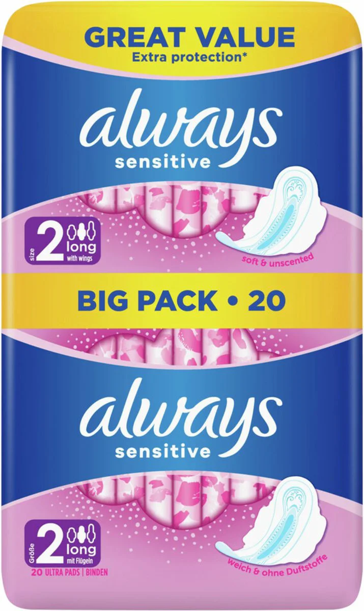 5x Always Maandverband Sensitive Long 20 stuks