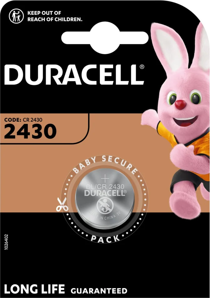 8x Duracell Knoopcel Batterij 2430 Lithium