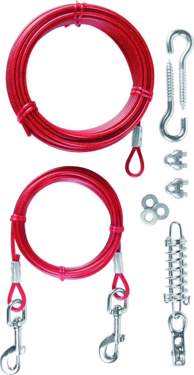 Trixie Spanlijn Rood 15m - Schokdempend, Kunststof Coating - Geschikt voor Honden Tot 50kg