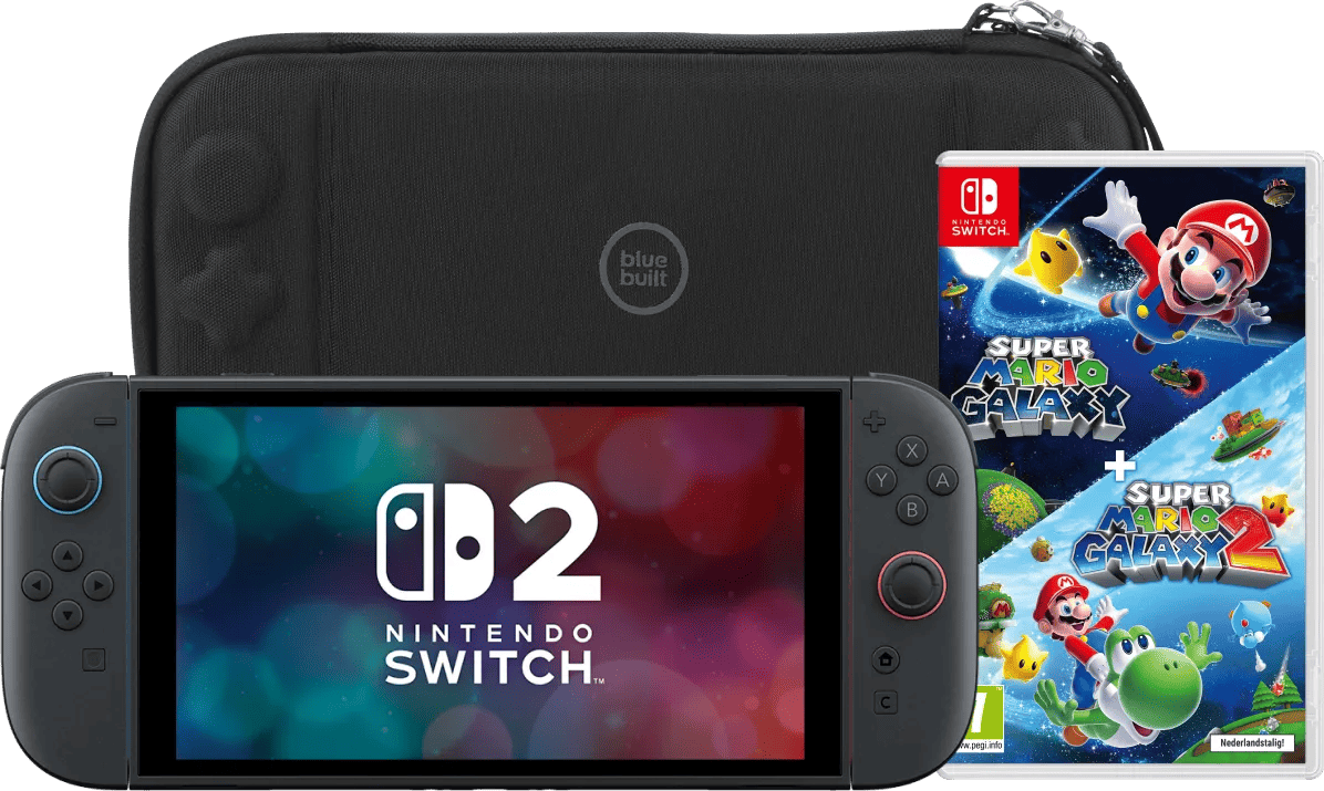 Nintendo Switch 2 + Super Mario Galaxy 1+2 + BlueBuilt Beschermhoes