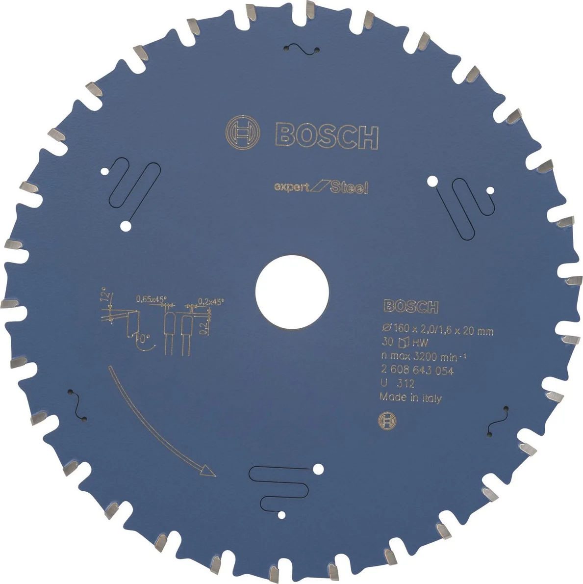 Bosch Professional Cirkelzaagblad EXPERT Steel | Ø 160 x 2,0 x 20mm 30T - 2608643054