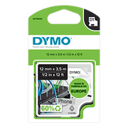 DYMO Flexible Nylon 12mm x 3,5m Zwart Wit Labels