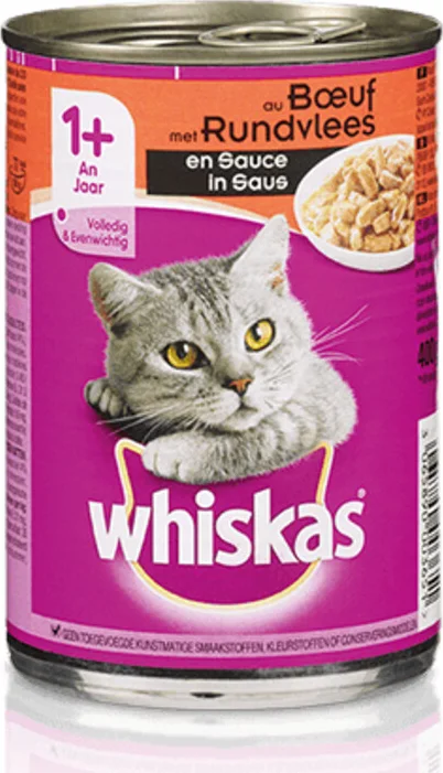 Whiskas Blik Adult Brokjes in Saus Rund 400 gr