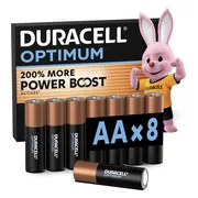 12x Duracell Alkaline Batterijen Optimum AA 8 stuks