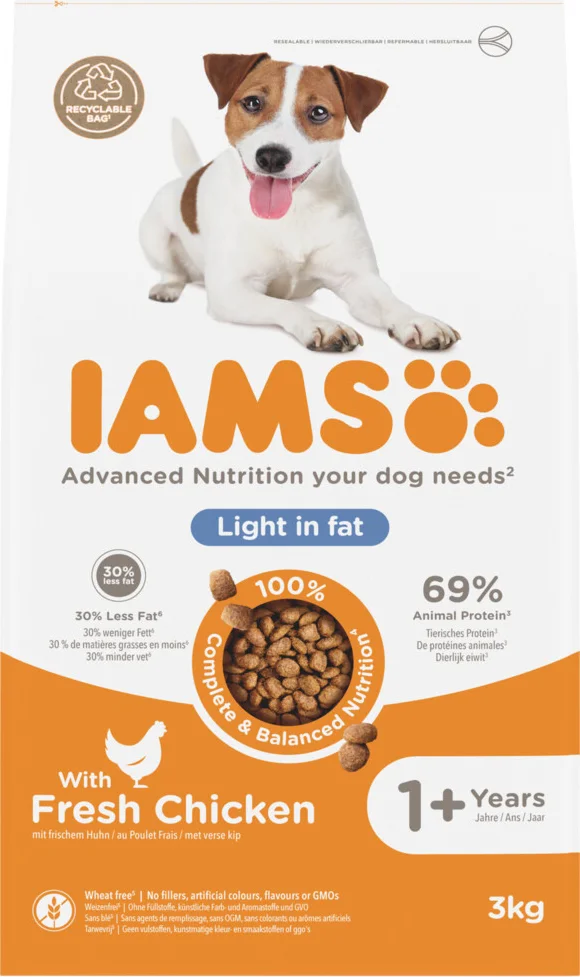 3x IAMS Dog Adult Weight Control Kip 3 kg
