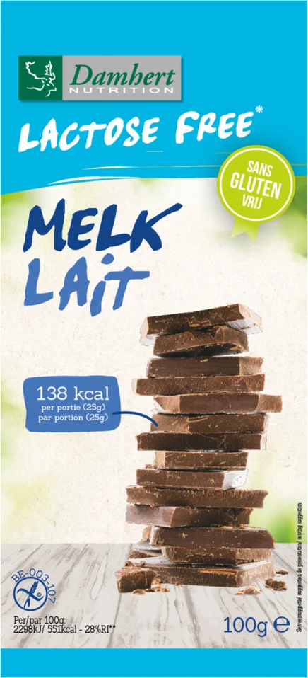 Damhert Lactose Free Chocoladetablet Melk 100GR