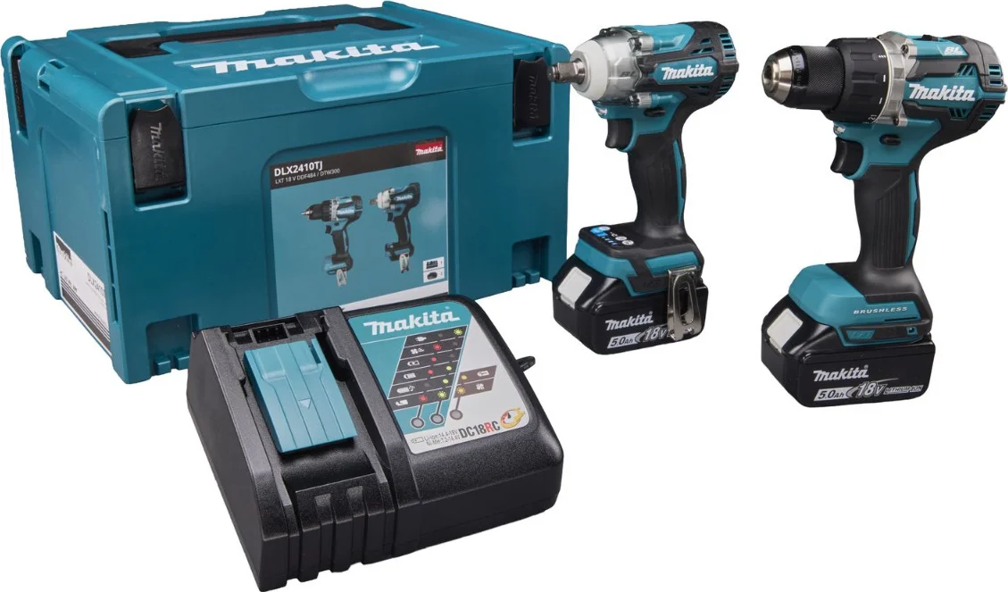 Makita DLX2410TJ Accu combiset 2-delig (DDF484 + DTW300) 18V 5.0Ah in Mbox
