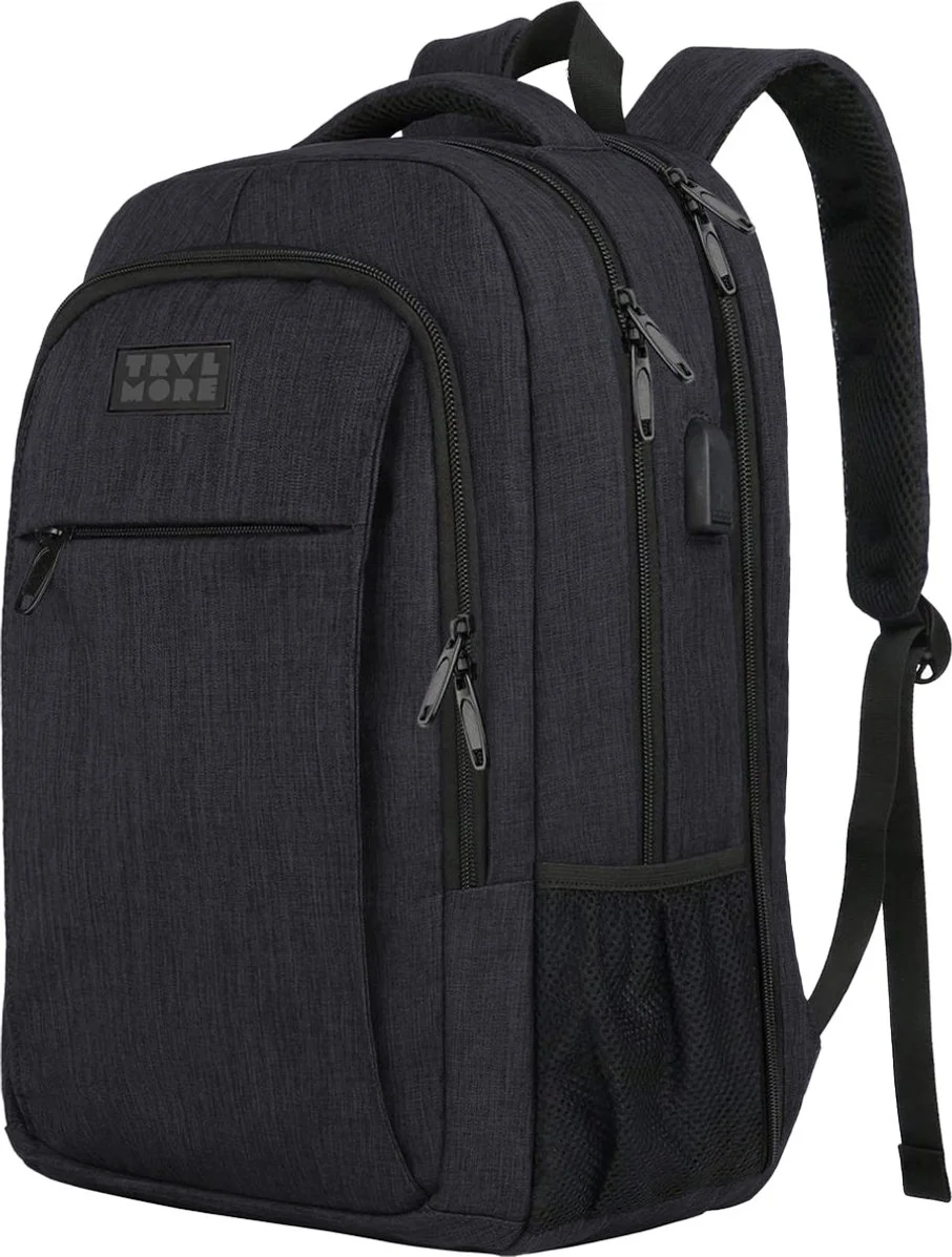 TRVLMORE 36L Rugzak - Rugtas met 17,3 Inch Laptopvak - Schooltas - Laptoptas - Spatwaterdicht - Heren en Dames - Jongens en Meisjes - Zwart