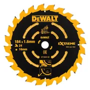 DeWALT Cirkelzaagblad voor Hout | Extreme | Ø 184mm Asgat 16mm 24T - DT1669-QZ