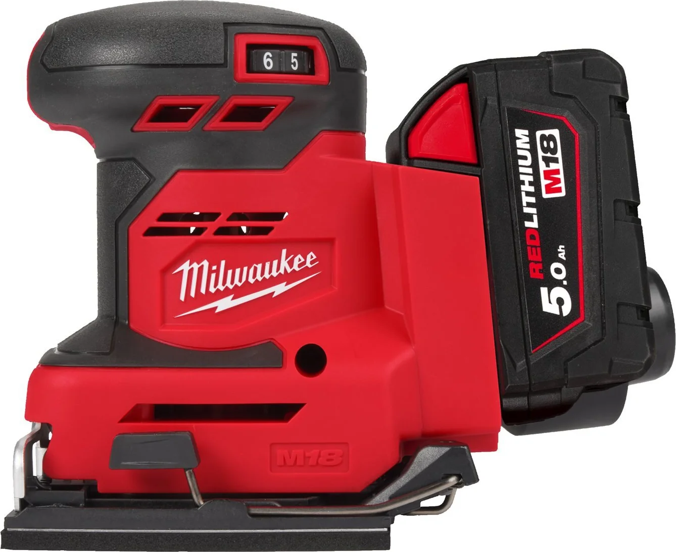 Milwaukee M18 BQSS-502B Accu vlakschuurmachine 18V 5.0Ah in tas - 4933479967