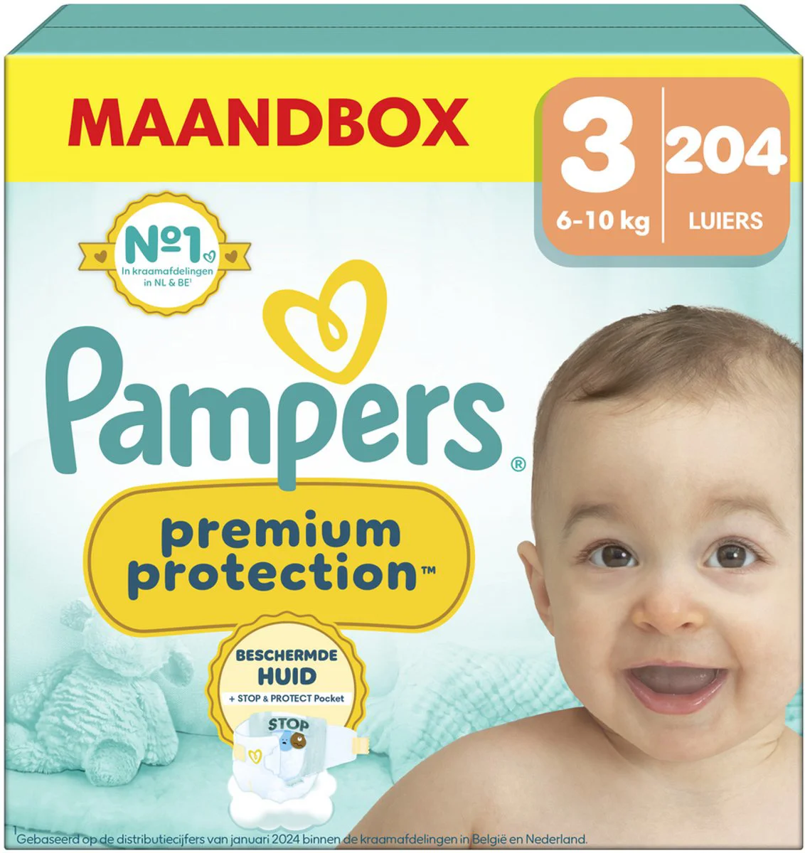 Pampers Premium Protection Luiers Maat 3 (6-10 kg) 204 stuks
