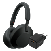 Sony WH-1000XM5 Zwart + BlueBuilt Quick Charge Oplader met Usb A Poort 18W Zwart