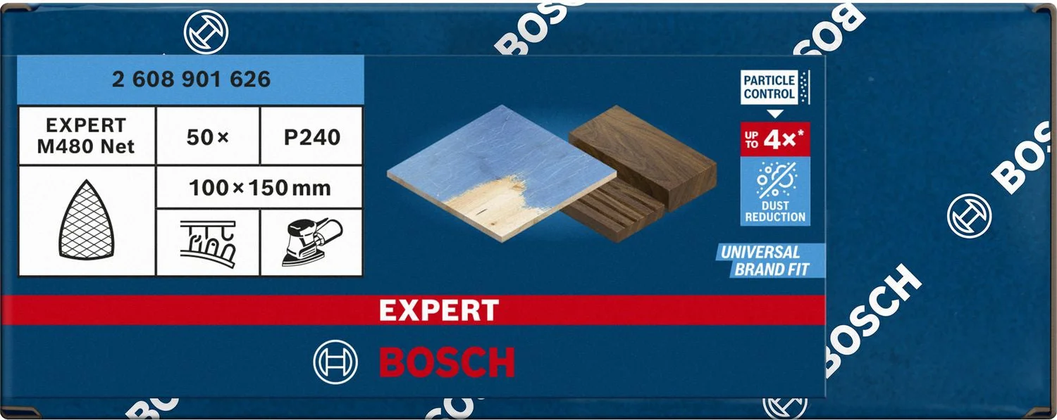 Bosch Professional EXPERT M480 schuurnet universeel 100x150mm K240 VE=50 - 2608901626