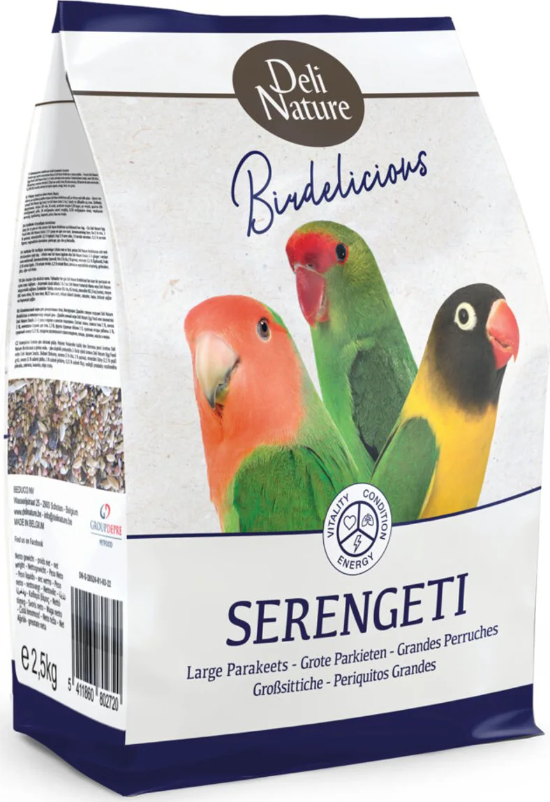 4x Deli Nature Grote Parkieten Serengeti Birdelicious 2,5 kg