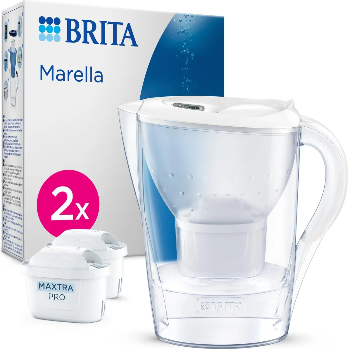 Brita Marella Waterfilterkan Wit + 2 Maxtra Filterpatronen 2,4LT