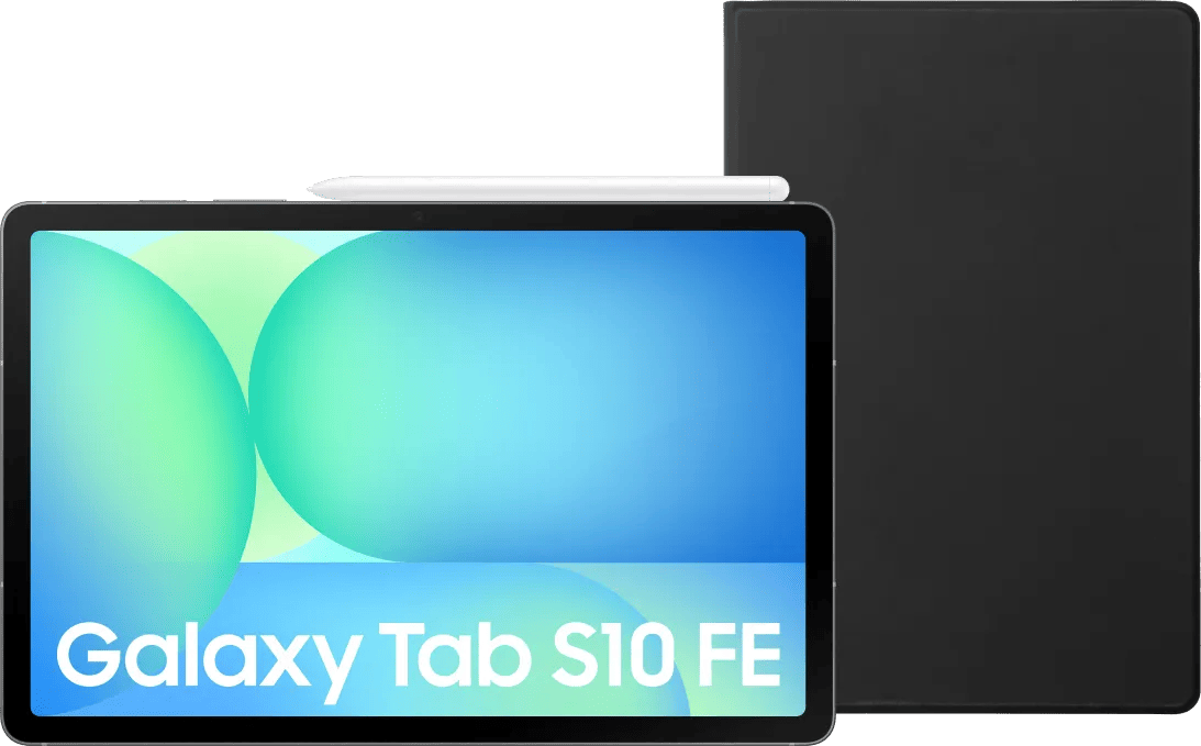 Samsung Galaxy Tab S10 FE 10,9 inch 128GB Wifi en 5G Grijs + BlueBuilt Book Case Zwart